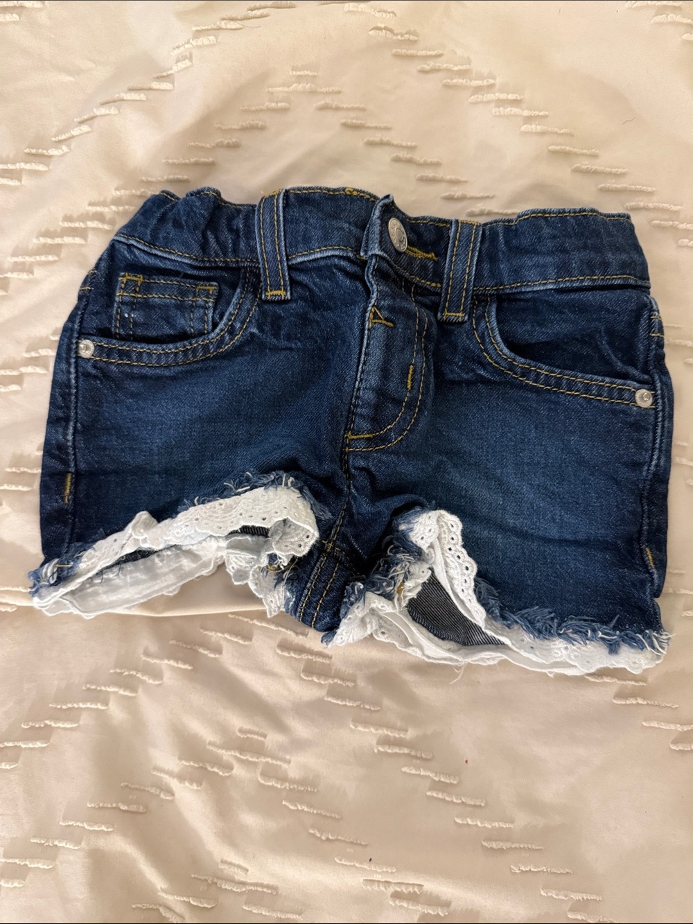 Toddler Girls Cat & Jack Dark Wash Denim Toddler Shorts with Lace Trim